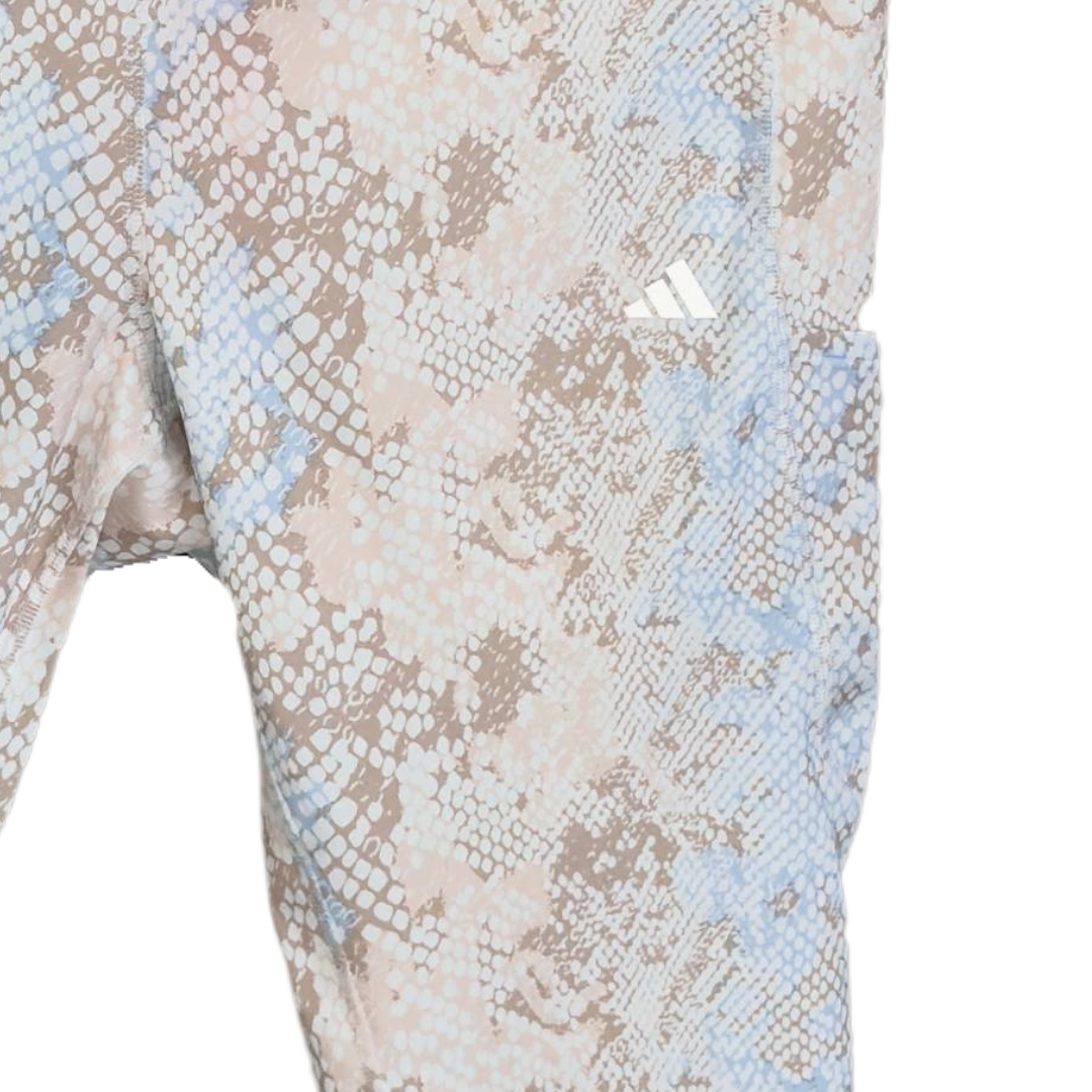 Adidas Pastel Snakeskin Print Leggings with side Pockets and zip pocket at back (Preloved)