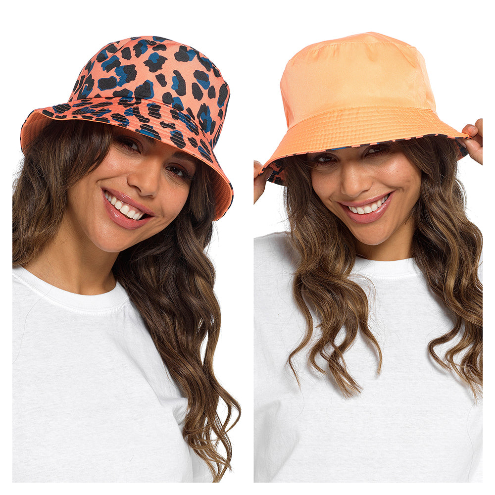 Reversible Leopard Print Bucket Hat for Women