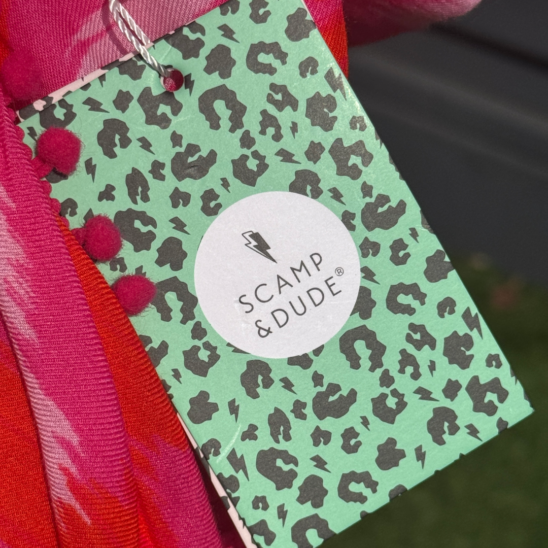 Scamp & Dude Vibrant Print Pom-Pom Scarf (Preloved)