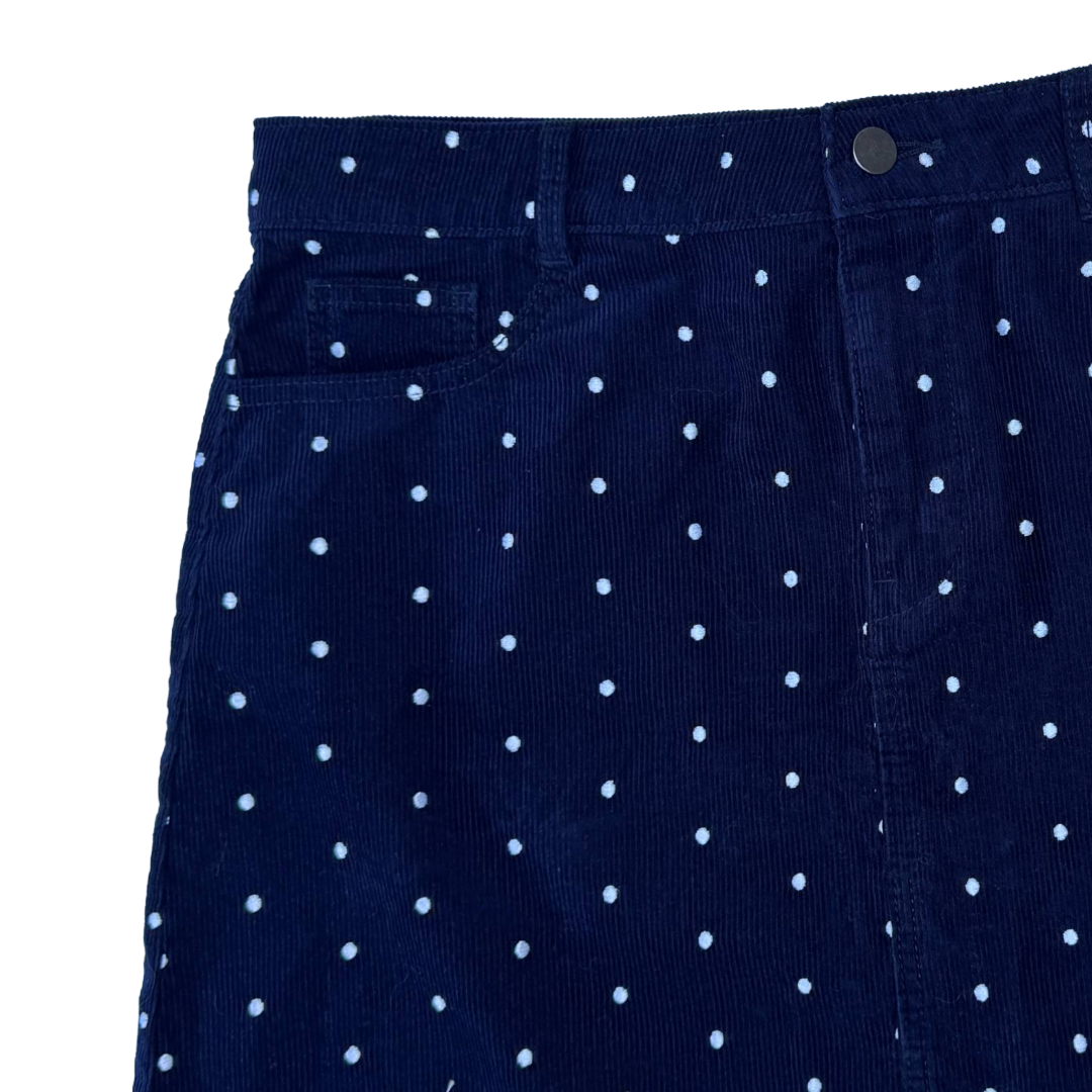 Polka Dot Corduroy Mini Skirt (Preloved)