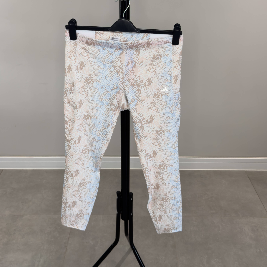Adidas Pastel Snakeskin Print Leggings with side Pockets and zip pocket at back (Preloved)