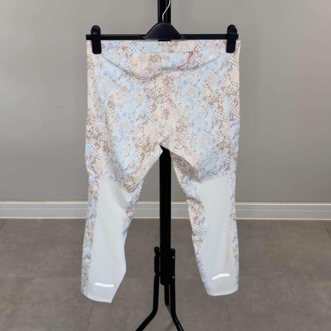 Adidas Pastel Snakeskin Print Leggings with side Pockets and zip pocket at back (Preloved)