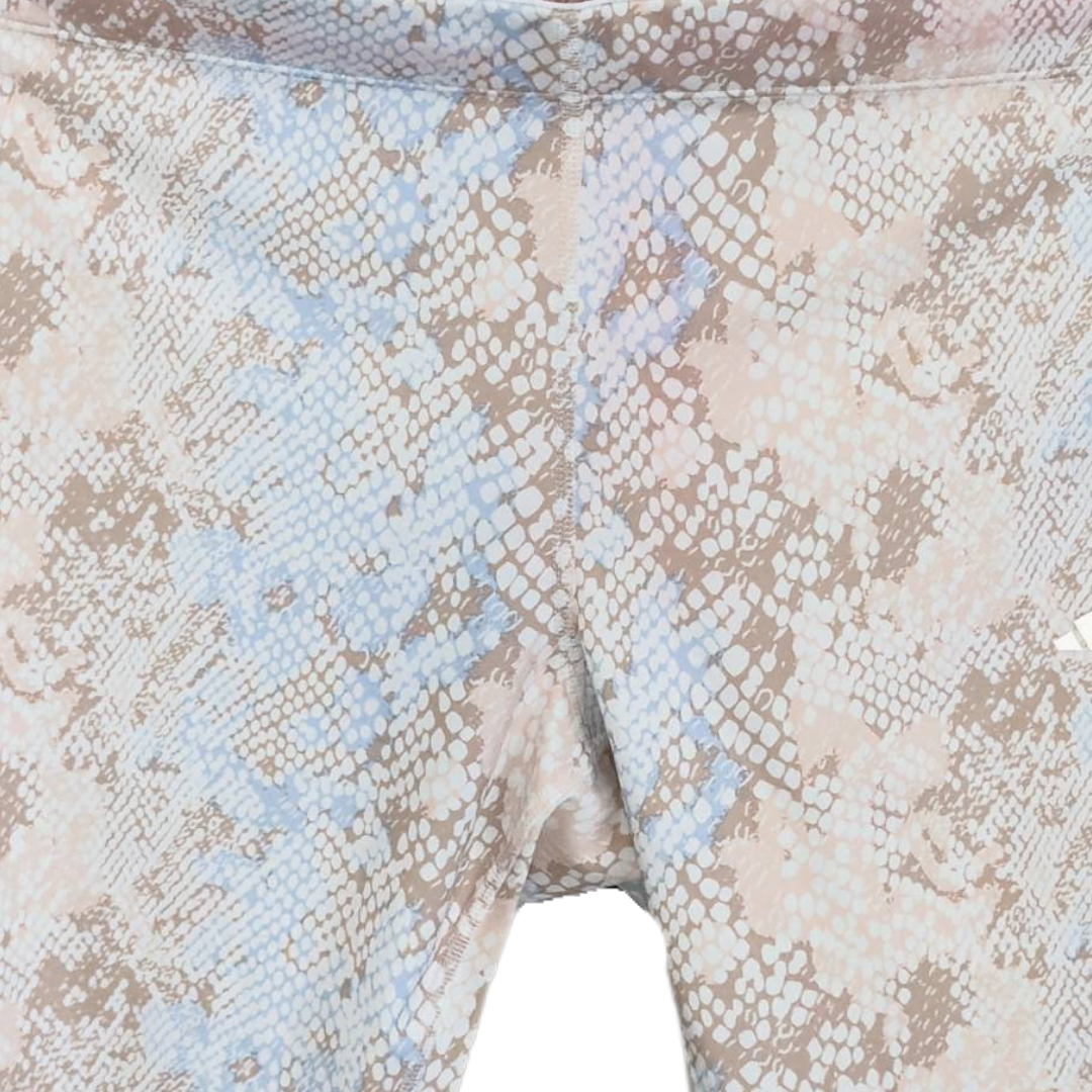 Adidas Pastel Snakeskin Print Leggings with side Pockets and zip pocket at back (Preloved)