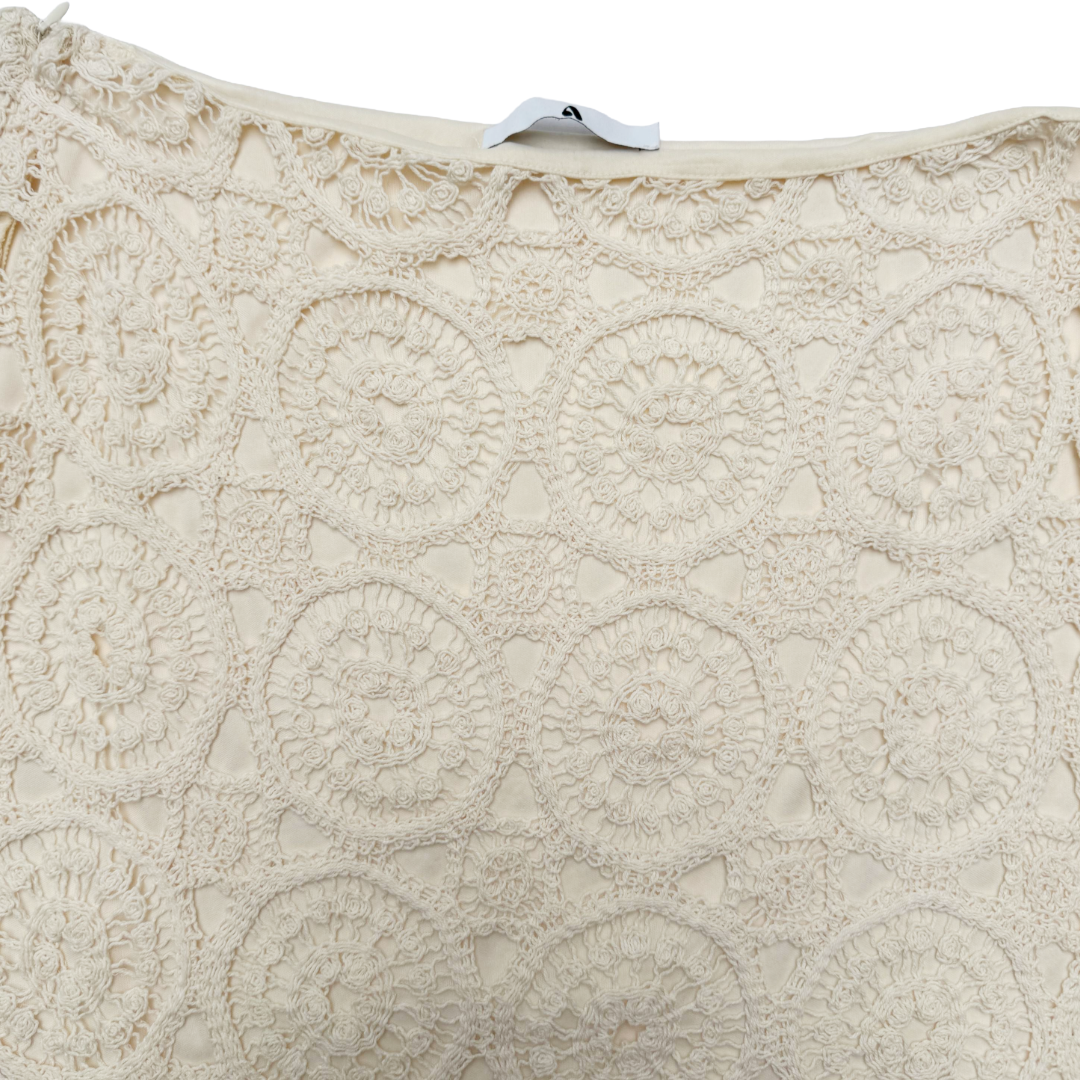 Cream/Ivory Intricate Crochet Lace Mini Skirt (Preloved)