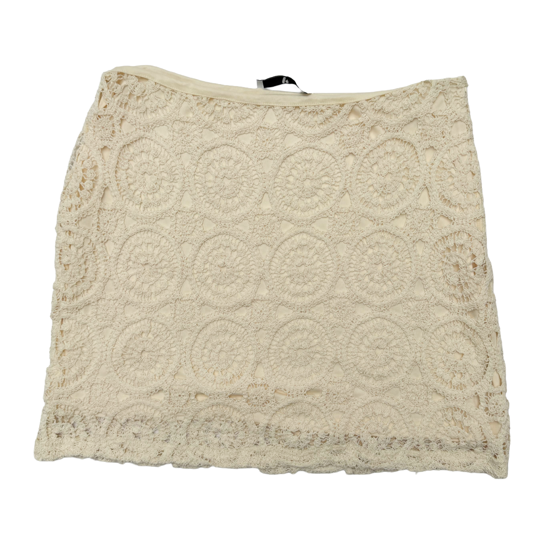 Cream/Ivory Intricate Crochet Lace Mini Skirt (Preloved)