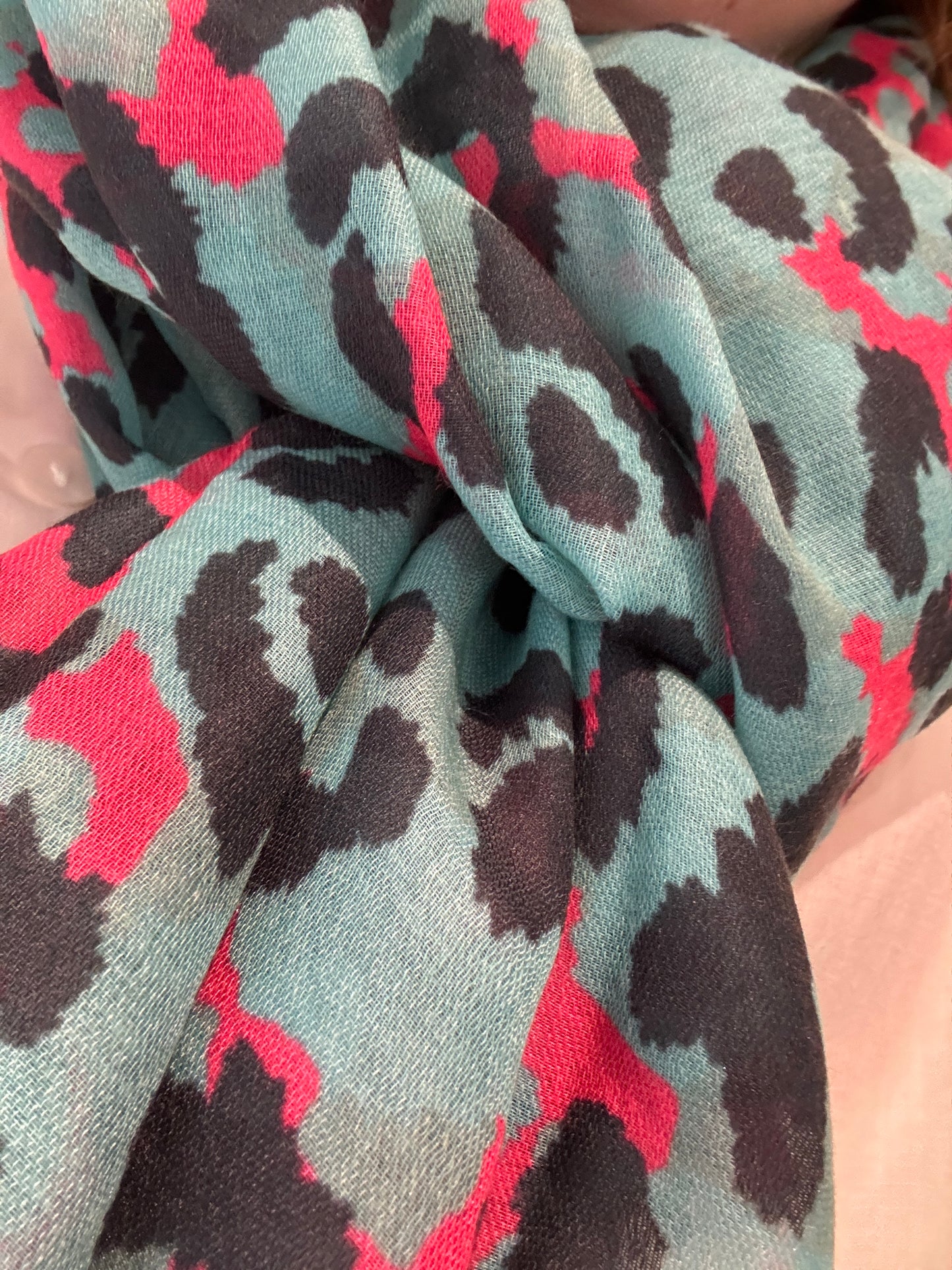 Vibrant Leopard Print Scarf