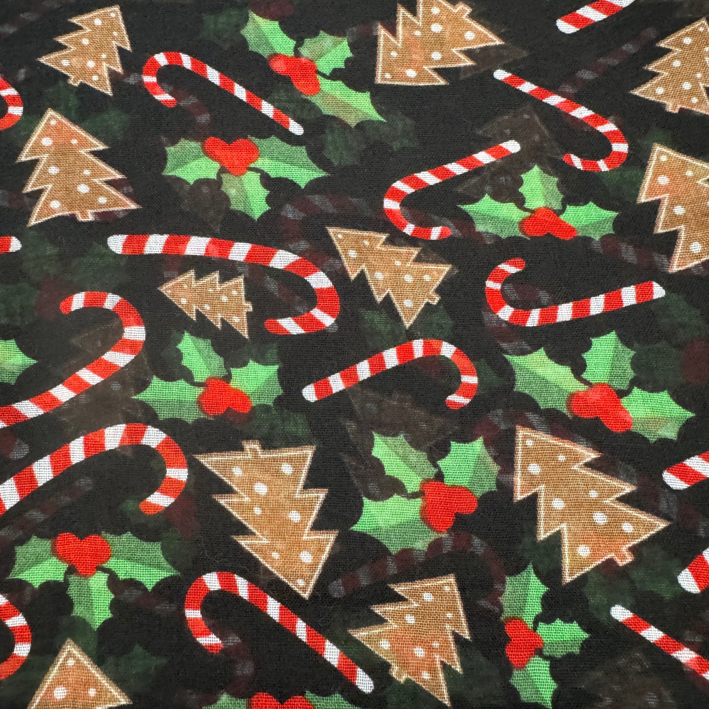 Gingerbread & Candy Cane Christmas Scarf