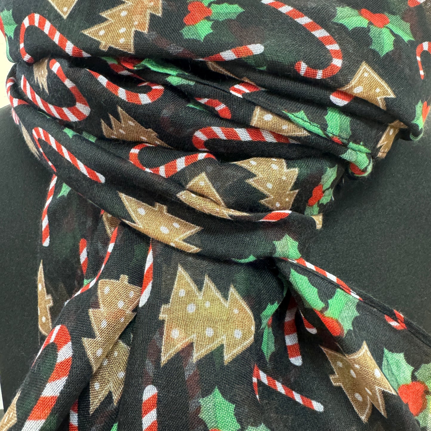 Gingerbread & Candy Cane Christmas Scarf