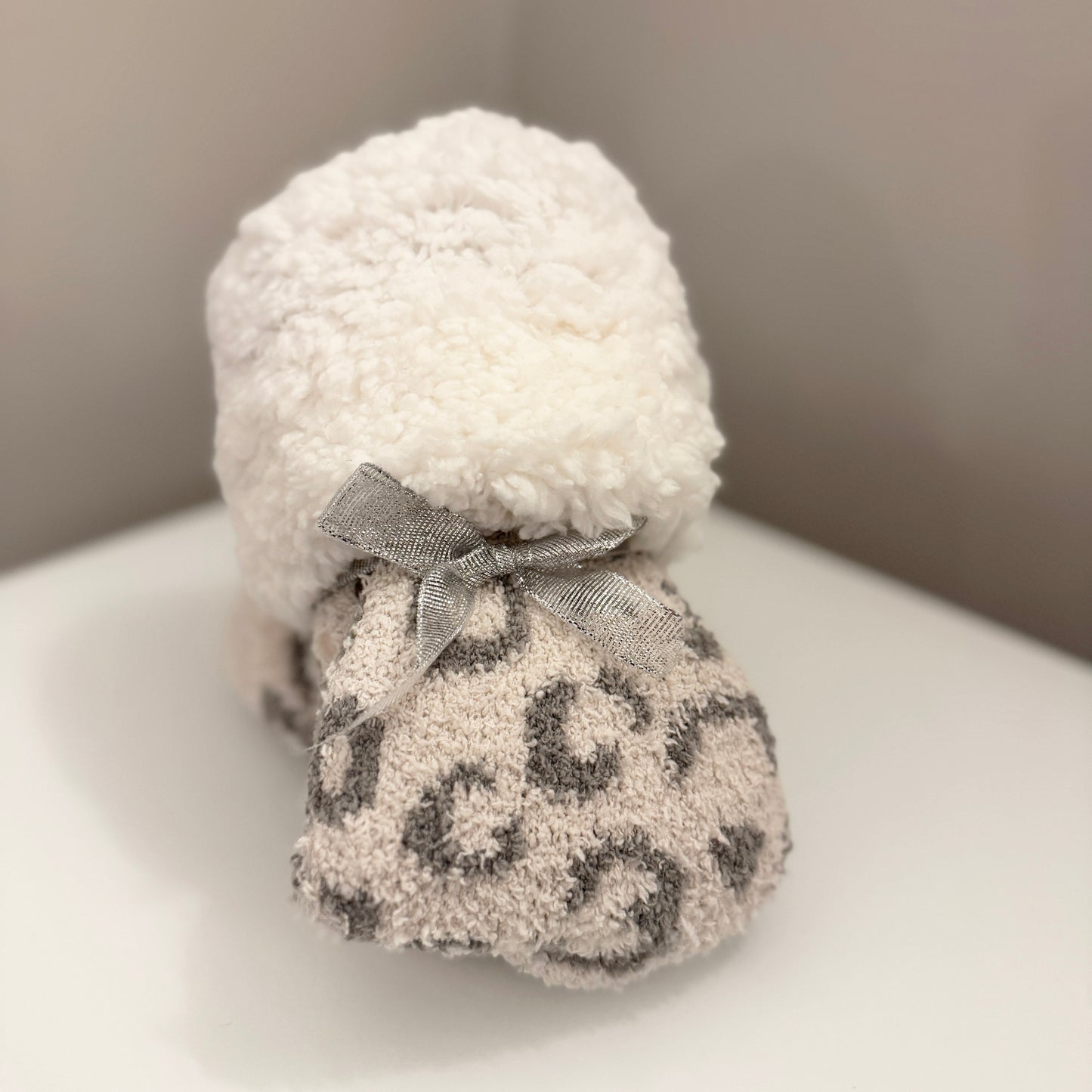 Ladies Animal Print Cosy Slipper Socks With Grippers