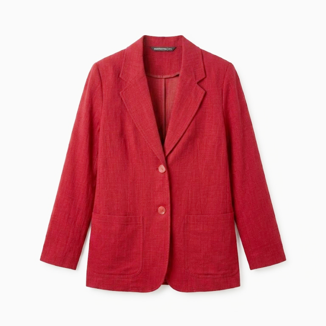 Vintage Marks & Spencer Linen Blend Red Blazer Jacket (Preloved)