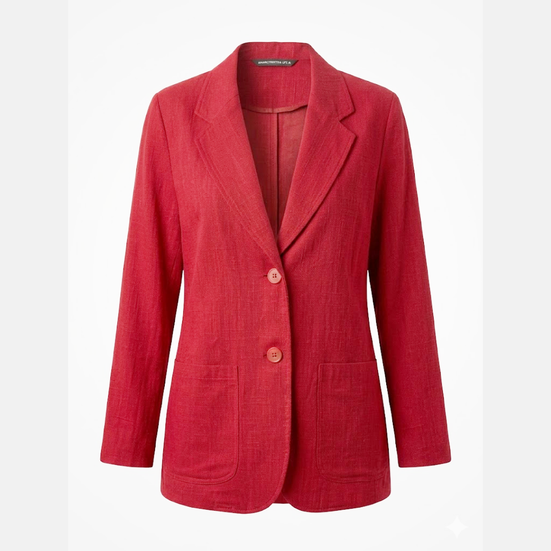 Vintage Marks & Spencer Linen Blend Red Blazer Jacket (Preloved)