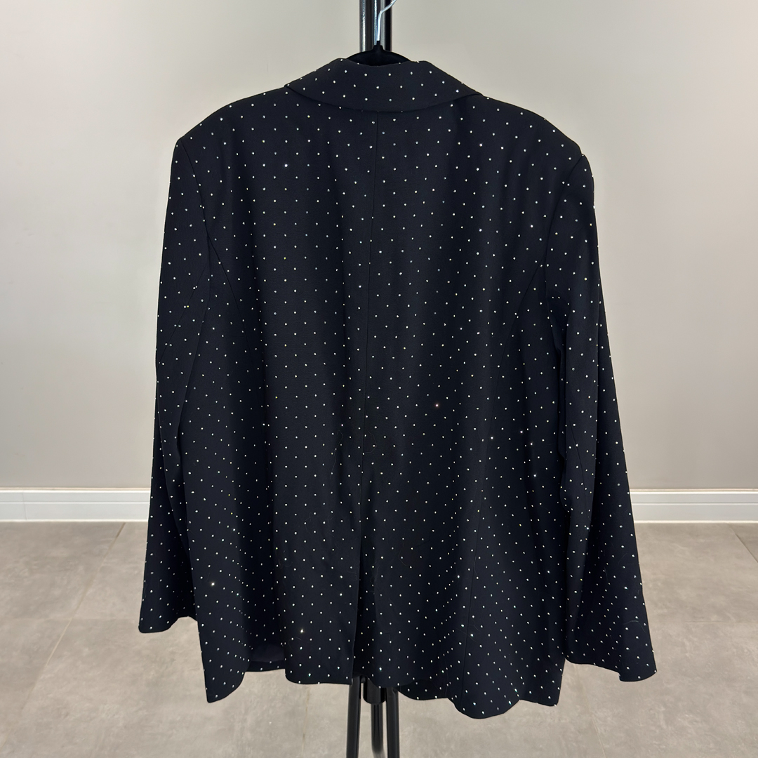 Marks & Spencer Black Tailored Jacket With All-Over Sparkle (Preloved)