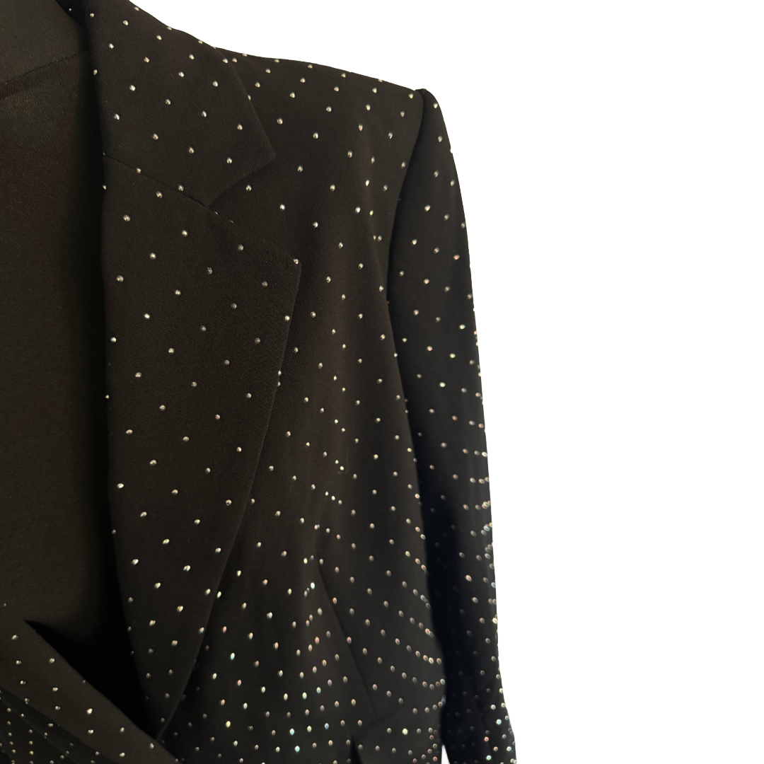 Marks & Spencer Black Tailored Jacket With All-Over Sparkle (Preloved)