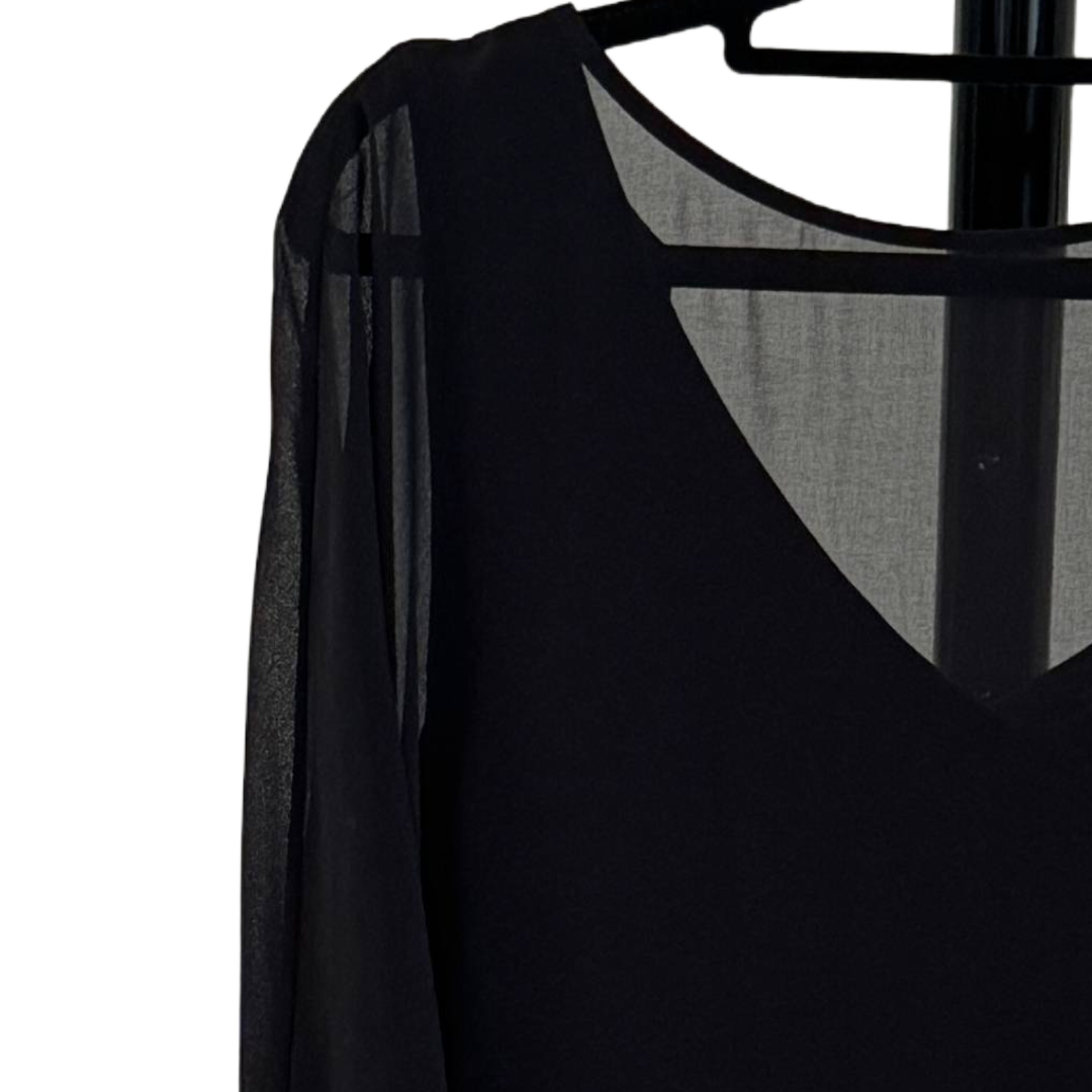 Mint Velvet Black Chiffon Embellished Top (Preloved)