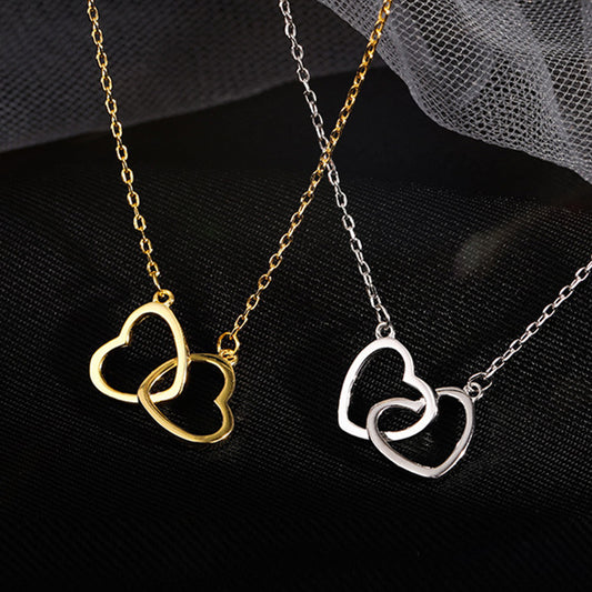 Double Heart Interlocking Necklace