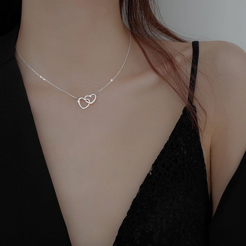 Double Heart Interlocking Necklace