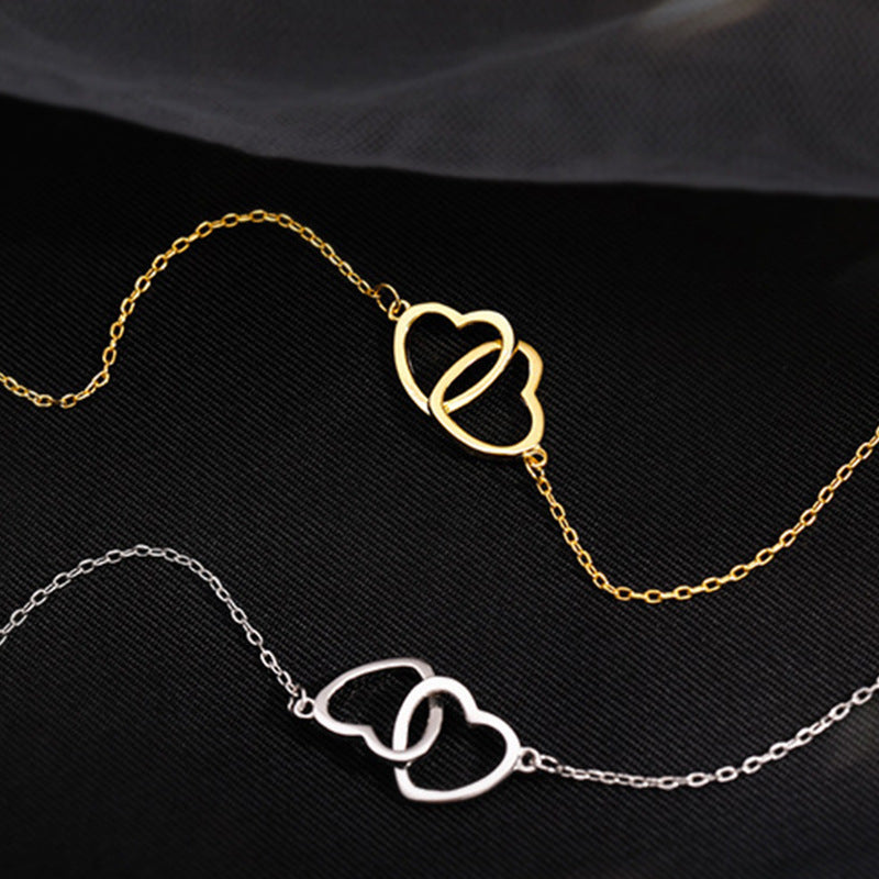 Double Heart Interlocking Necklace