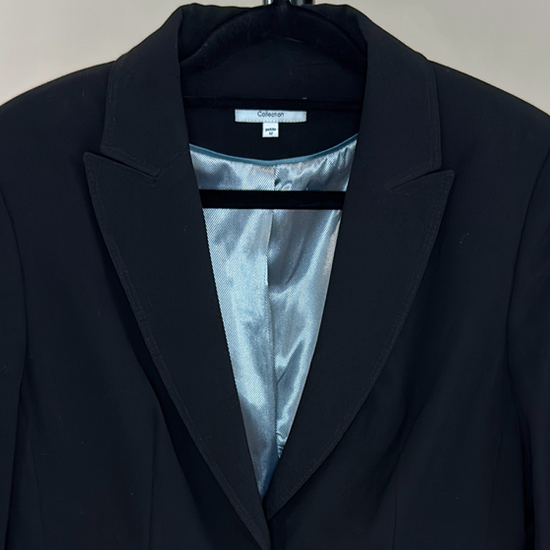 Classic Black Tailored Blazer | Size 12 Petite | (Preloved)