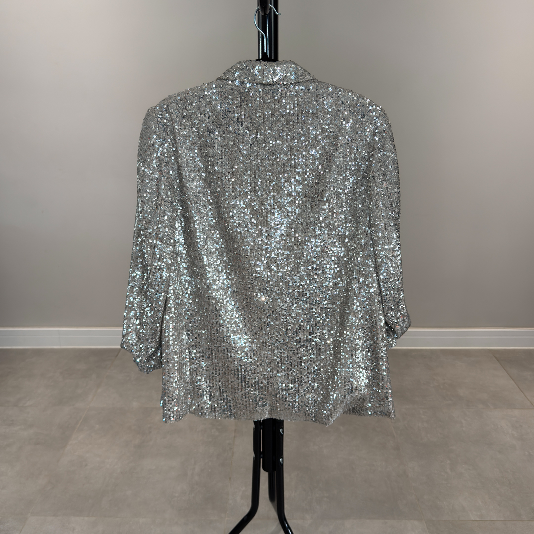 M&S Collection Silver/Champagne Sequin Blazer / Jacket (Preloved)