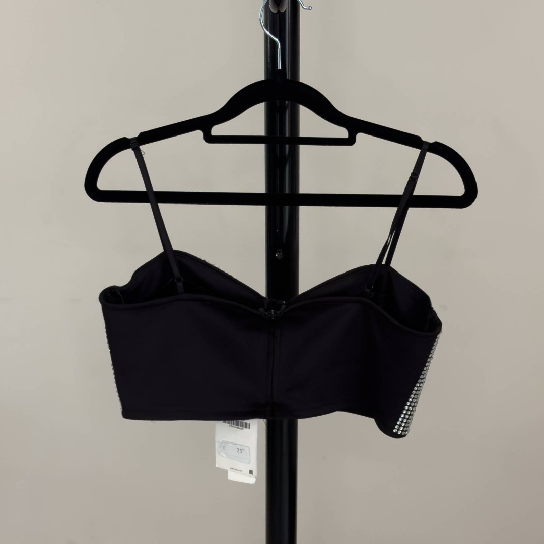 Zara Silver Sequin/Rhinestone Bralette Top (Preloved)