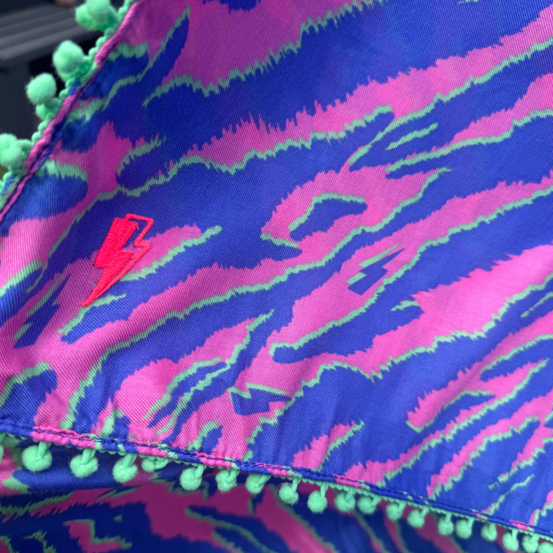 Scamp & Dude Vibrant Tiger Print Pom-Pom Scarf (Preloved)