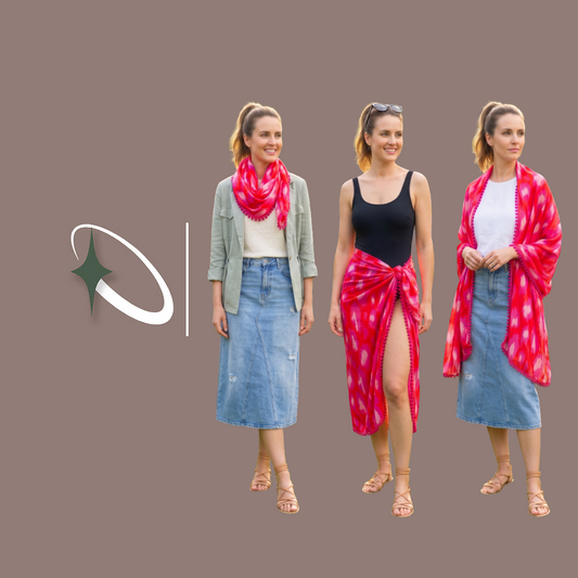 Scamp & Dude Vibrant Print Pom-Pom Scarf (Preloved)