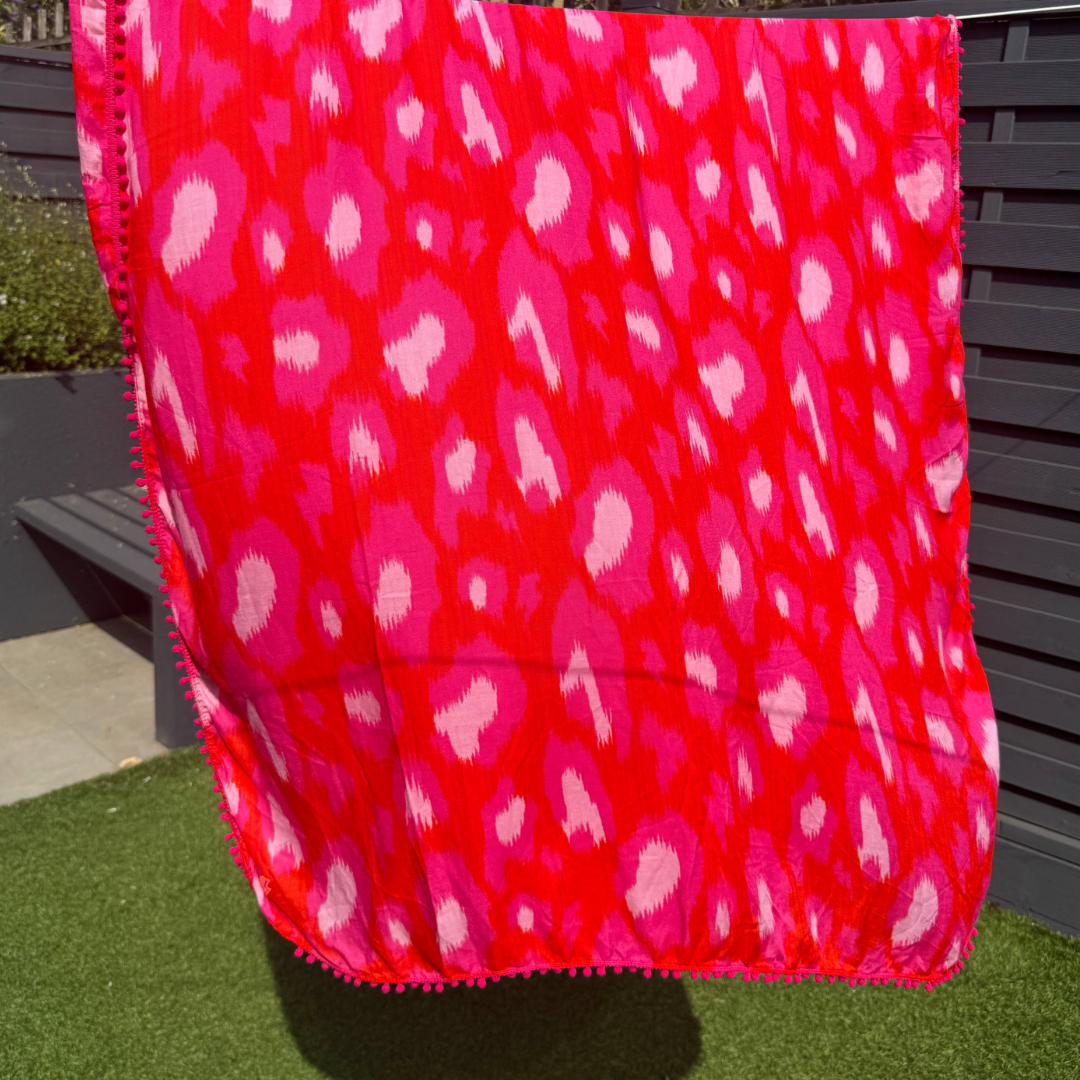 Scamp & Dude Vibrant Print Pom-Pom Scarf (Preloved)