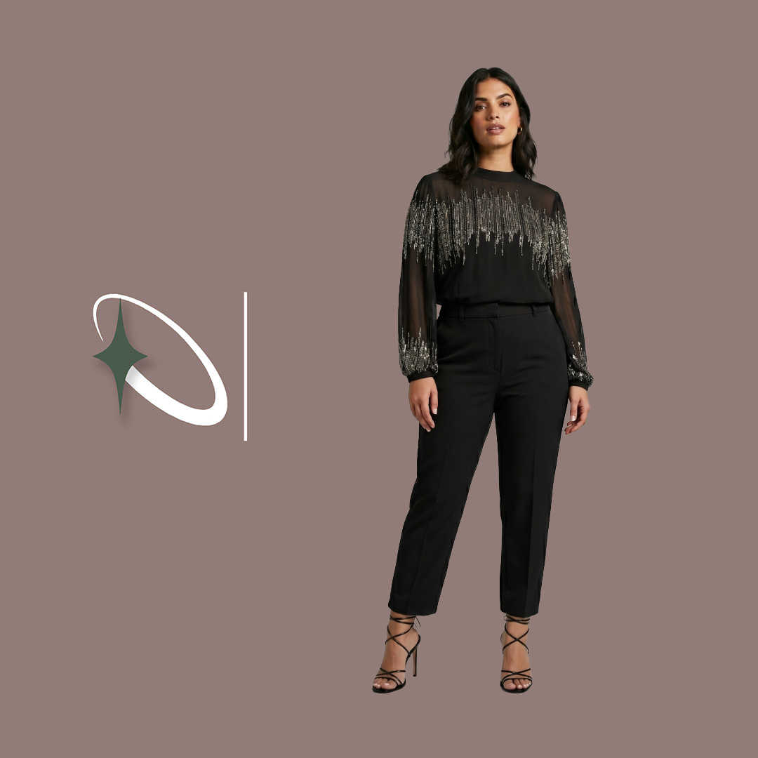 Mint Velvet Black Embellished Sequin Mesh Top (Preloved)