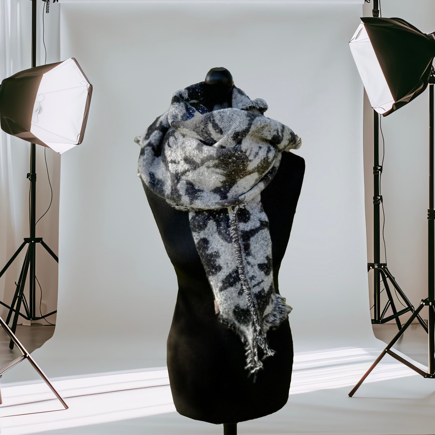 Leopard Print Frayed Triangle Scarf