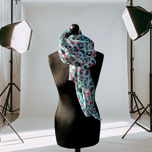 Vibrant Leopard Print Scarf