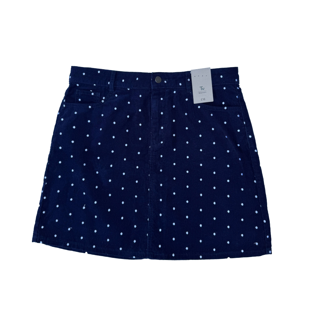 Polka Dot Corduroy Mini Skirt (Preloved)